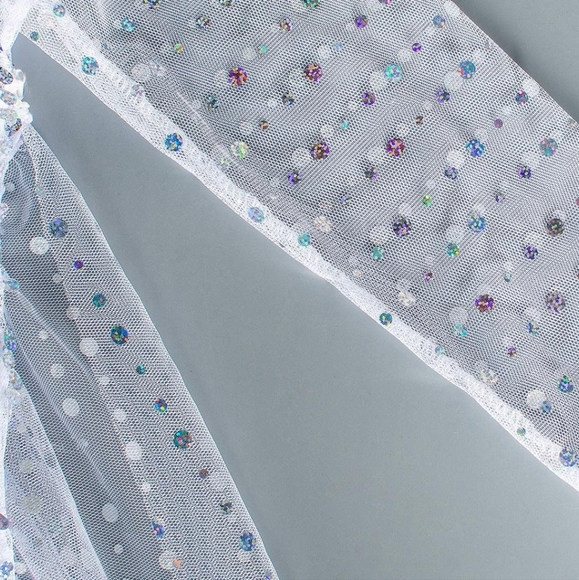 Frozen Elsa white sequence material with back long drape - Picture 2 of 5